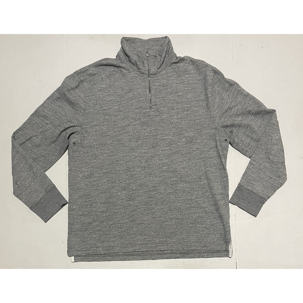 J.Crew Men's Large Gray Heather 1/4 Quarter Zip Pullover 100% Cotton‎ Sweater